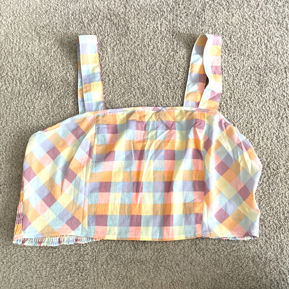 Plaid Stretch Cropped Tank